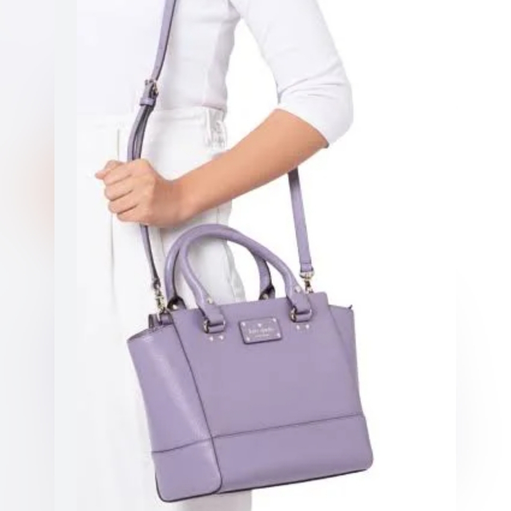 Kate Spade New York Wellesley Camryn Lilac Leather Satchel Bag💜 - Picture 4 of 16